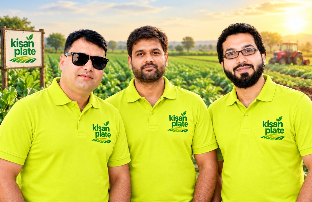 KisanPlate.com Founding Team: PK Choudhary, Abul Faiz Ahmad Sheikh, and Shwetabbh Tiwari
